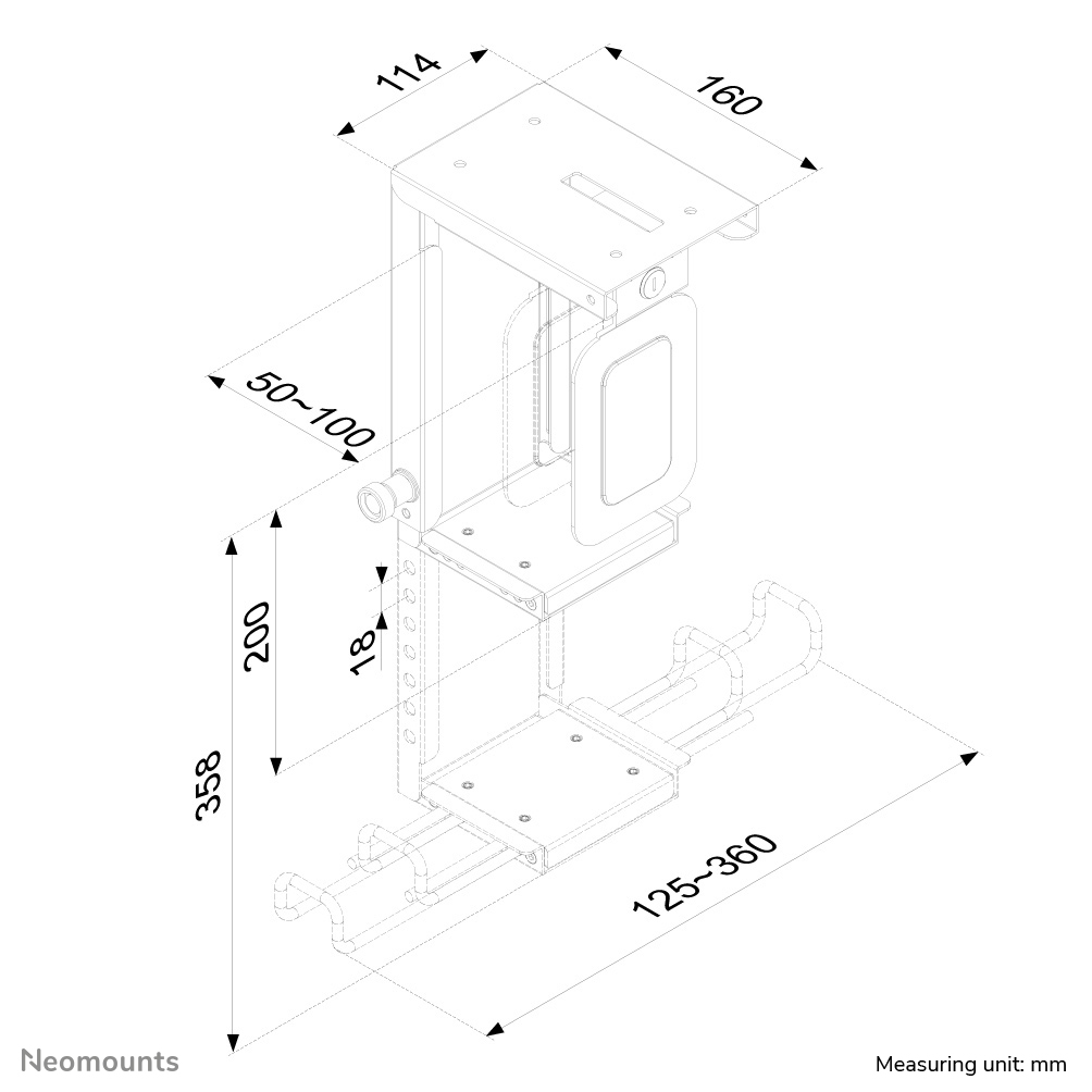 Neomounts CPU-D075BLACK/LK CPU houder - vergrendelbaar - max 10 kg - universeel
